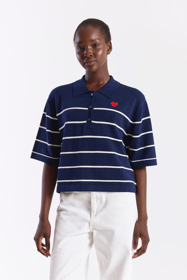 STRIPE POLO SWEATER
