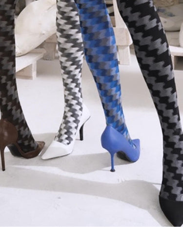 ASH TREE GEOMETRIC PRINT OPAQUE TIGHTS