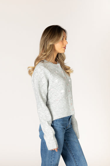 LACEY NOVELTY CRYSTAL HEART CARDIGAN
