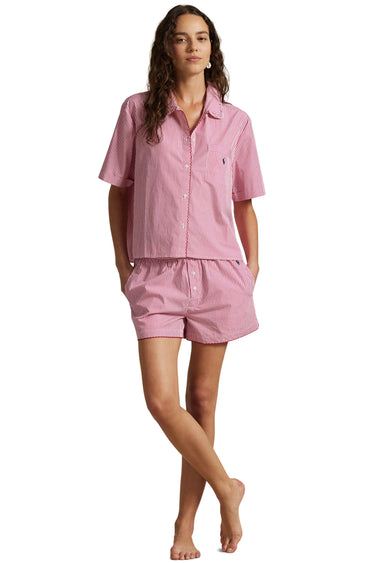 SHIRTING STRIPES WHIP STITCH SHORT PJ SET