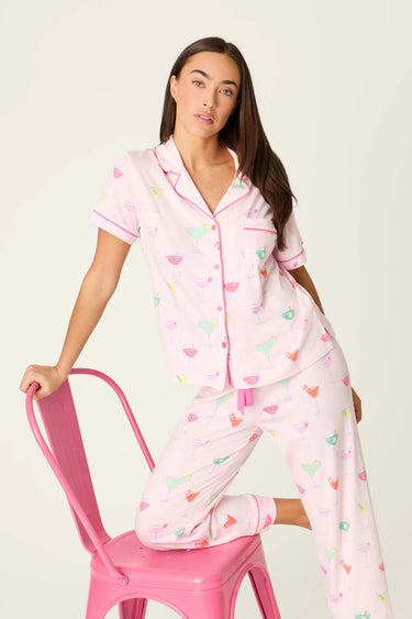 WHIMSY SIP HAPPENS CROPPED PJ SET