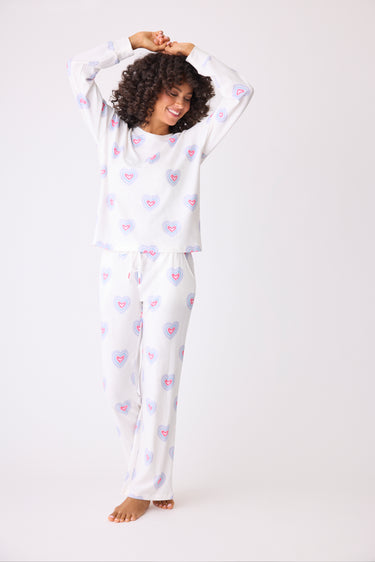 PEACE & LOVE HEARTS PRINT THERMAL PJ SET