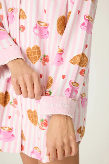 BRUNCH CLUB BREAKFAST PRINT FLANNEL NIGHT SHIRT