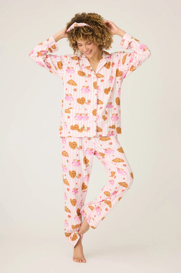 BRUNCH CLUB BREAKFAST PRINT FLANNEL PJ SET