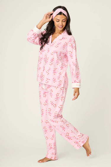 SWEETER THAN SUGAR 3-PIECE CANDY CANE PRINT FLANNEL PJ SET