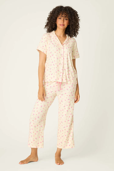 FOR THE MAMAS BUTTER BLOOMS CROPPED 3-PIECE PJ SET