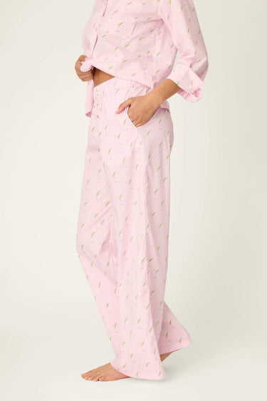 AFTERPARTY POPLIN STRIPE & MARTINI PRINT PJ SET