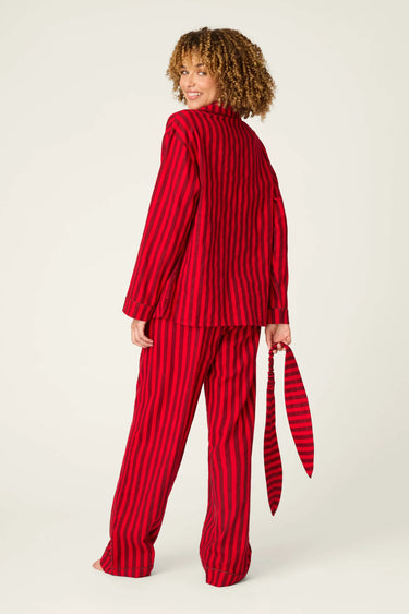 BOW ICON 3-PIECE LONG SLEEVE FLANNEL PJ SET
