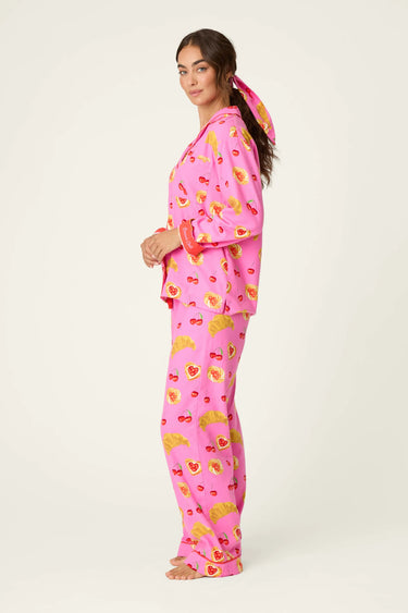 BREAKFAST PASTRY PRINT 3-PIECE FLANNEL PJ SET