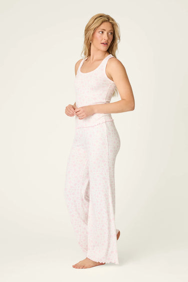 PRETTY PETALS SWEET PINK FLORAL PRINT LONG PJ SET