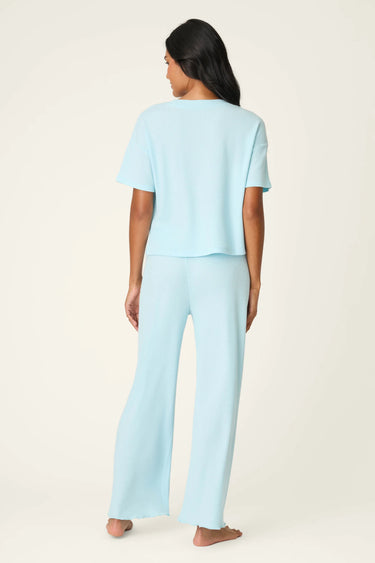 WEEKEND WAFFLES CRYSTAL BLUE CROPPED PJ SET