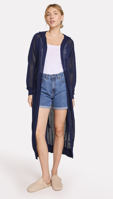 POINTELLE STAR HOODED CARDIGAN