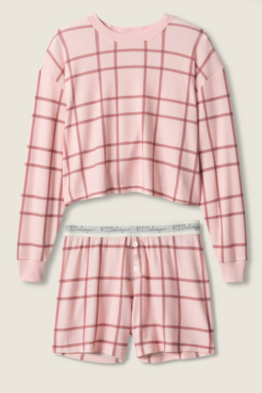 BOYFRIEND BOXER PINK PLAID SET