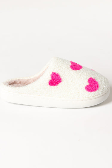 HEART PRINTED SHERPA SLIDE