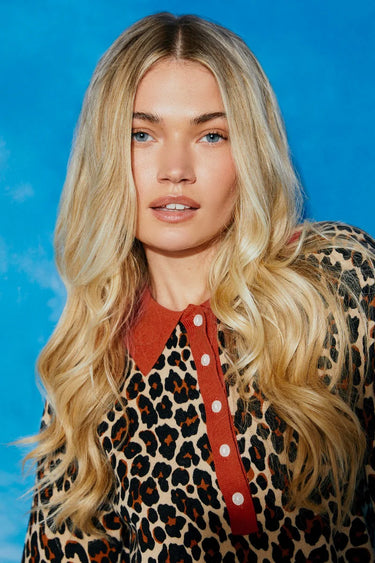POP COLLAR LEOPARD POLO