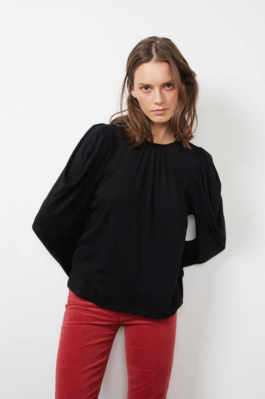 TRACIE LUX GAUZE PUFF SHOULDER TOP
