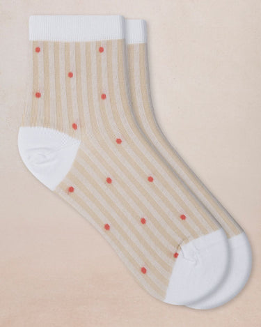 BLUE SCOTTISH WOOL POLKA DOT ANKLE SOCKS