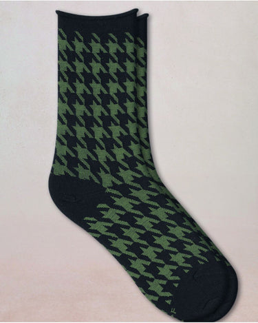 HOUNDSTOOTH PRINT FINE WOOL SOCKS