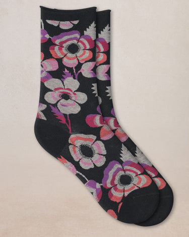 VELVETY FLORAL SOCKS