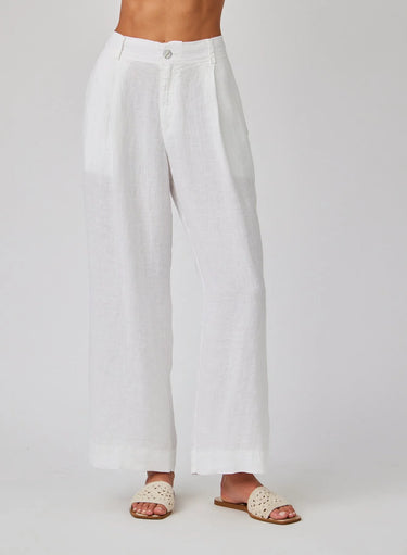 LINEN PLEATED WIDE LEG ANKLE PANT