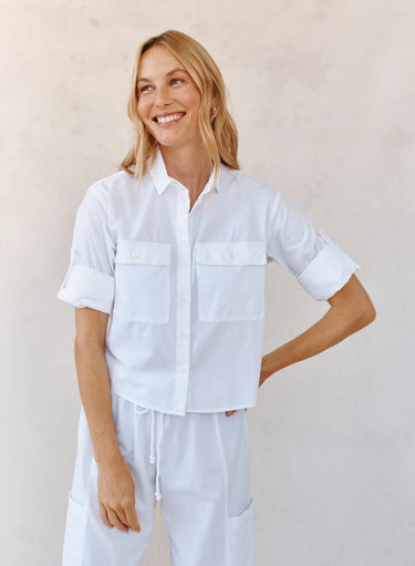 LONG SLEEVE CROP UTILITY SHIRT