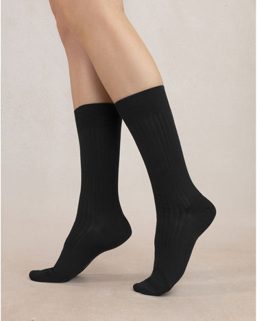 LONG SOCKS IN RIBBED LISLE YARN