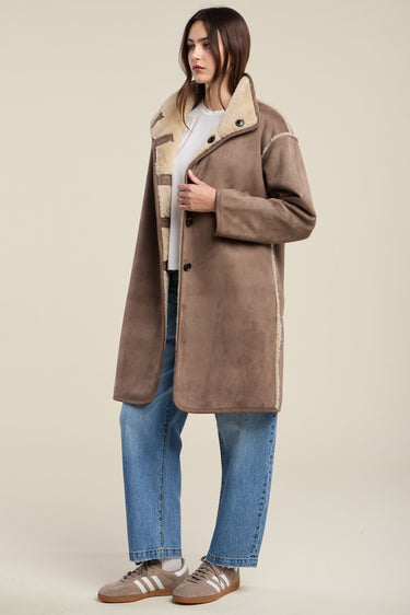 YVES LUXE SUEDE FAUX FUR COAT