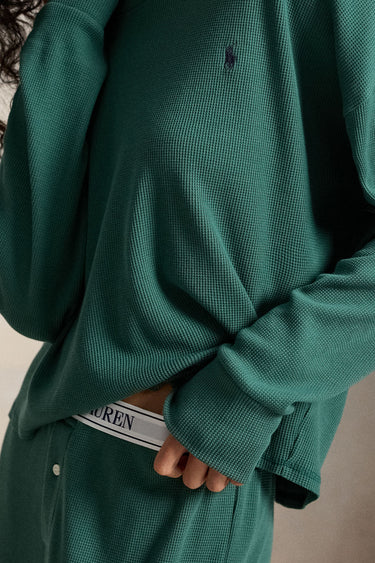 WAFFLE-KNIT LONG-SLEEVE PAJAMA SET