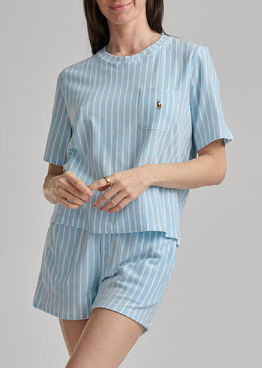 CLUB STRIPE COTTON SHORT SET