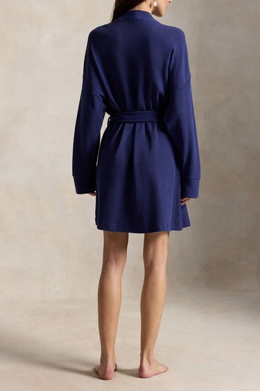 POLO WAFFLE-KNIT COTTON-BLEND BELTED ROBE