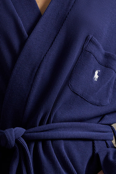 POLO WAFFLE-KNIT COTTON-BLEND BELTED ROBE