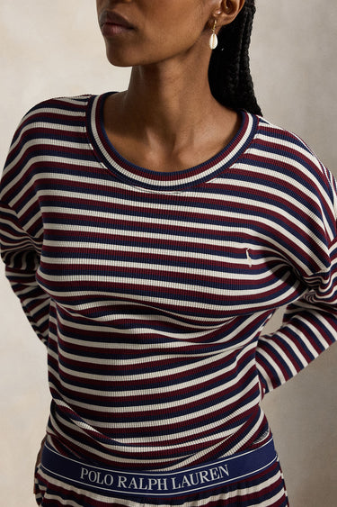 WAFFLE-KNIT LONG-SLEEVE PAJAMA SET