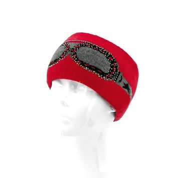 RED KNIT SKI GOGGLE HEADBAND