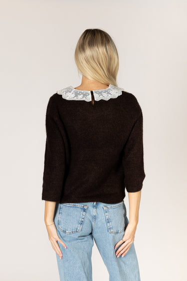 AYLA NOVELTY LACE COLLAR SWEATER