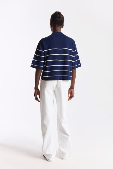 STRIPE POLO SWEATER