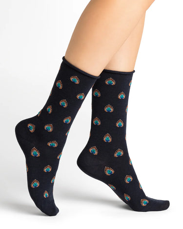 PEACOCK PATTERN WOOL SOCKS