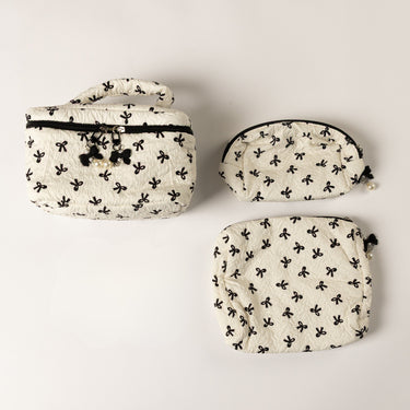 PACK OF 3 BOW PRINT COSMETIC BAGS
