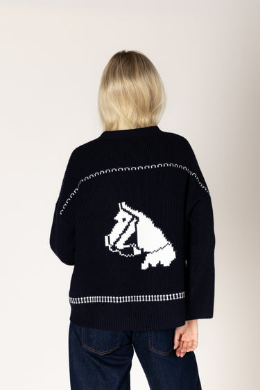 HOWDY FAIR ISLE HORSE PRINT OPEN CARDIGAN
