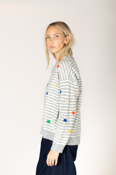 JAIDYN HEART STRIPE SWEATER