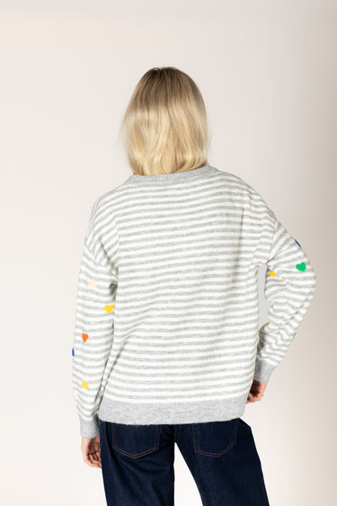 JAIDYN HEART STRIPE SWEATER