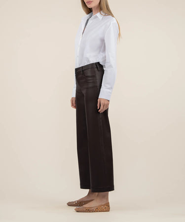 MEG WAX COATED HIGH RISE WIDE LEG JEAN