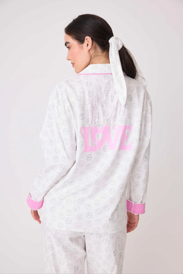 PEACE & LOVE FLANNEL PJ SET