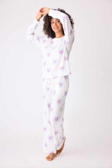 PEACE & LOVE HEARTS PRINT THERMAL PJ SET