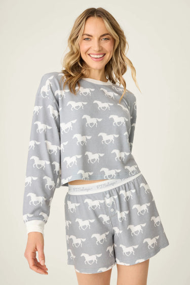 BOYFRIEND BOXER HORSE PRINT SHORT SET