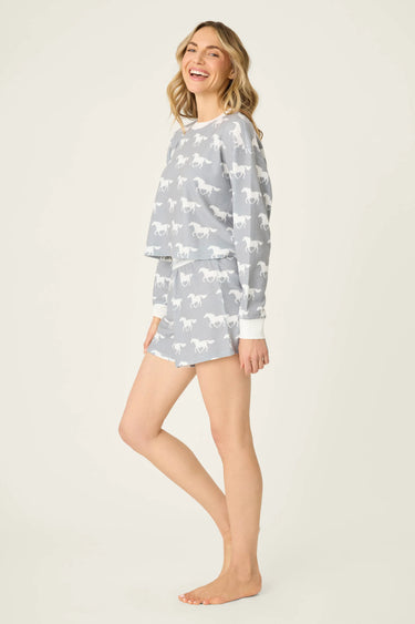 BOYFRIEND BOXER HORSE PRINT SHORT SET