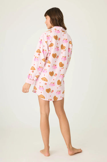 BRUNCH CLUB BREAKFAST PRINT FLANNEL NIGHT SHIRT
