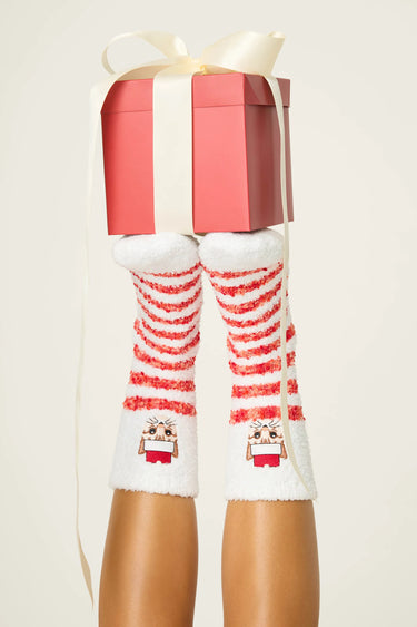 FELINE FESTIVE CAT PRINT CREW SOCKS