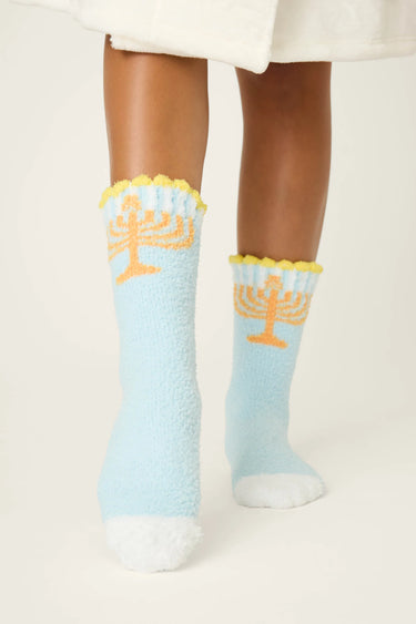 MENORAH PRINT CREW SOCKS
