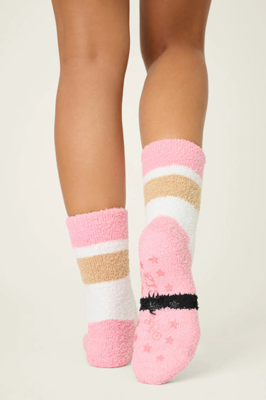 SKI JAMMIE CLASSICS PINK SANTA CREW SOCKS