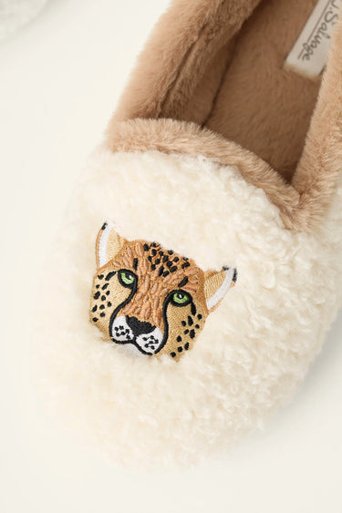 CHEETAH CHARM FUZZY SLIPPERS